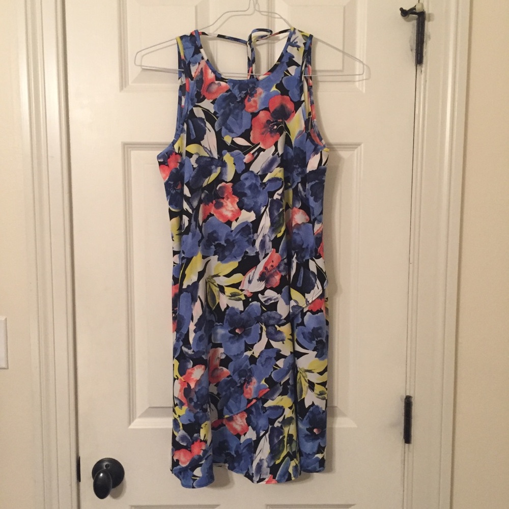 Tiered multicolored blue flowing dress